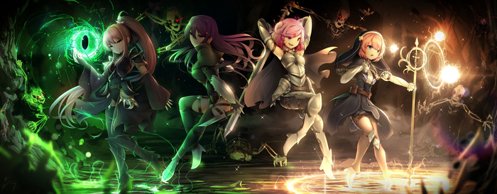 The four legendary Heroines Doki Doki Literature Club, , Anime Art, Digital,  , RPG