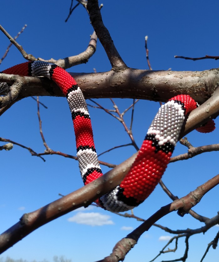 beaded snake - My, Beaded harnesses, Decoration, Tourniquet on the neck, With your own hands