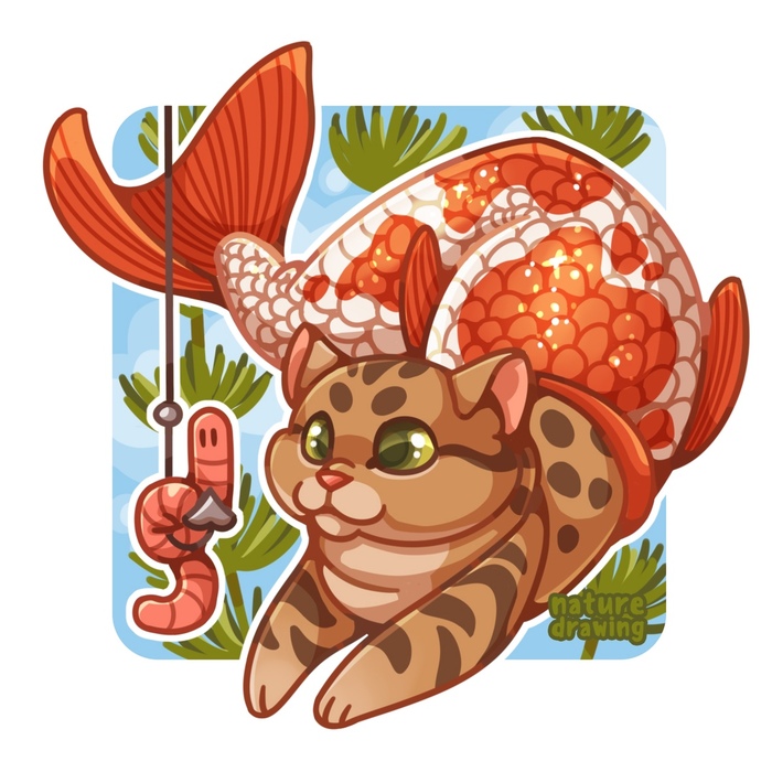 Mer May Challenge | steppe cat - My, Mermay, Mermaid, cat, Milota, Painting, Video