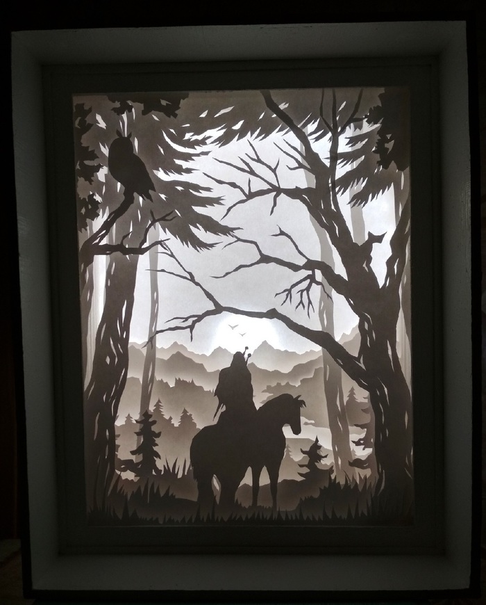 witcher lightbox - My, Witcher, Geralt of Rivia, Lightbox, Paper products, Longpost