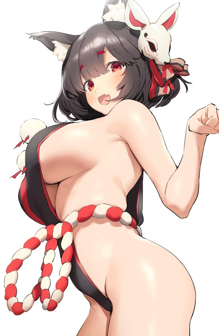 Yamashiro - NSFW, Azur Lane, Yamashiro, Sugoi Dekai, Sideboob, Animal Ears, Anime Art, Аниме, Арт