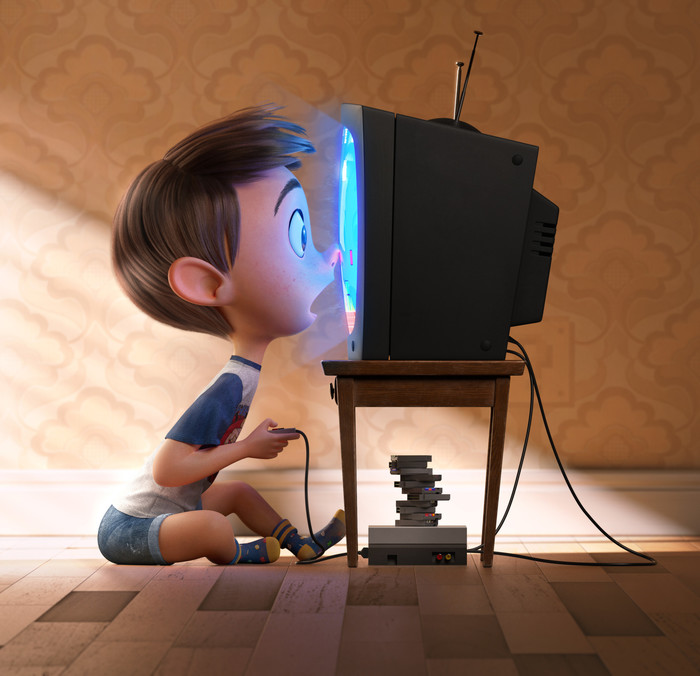 Don't sit with your nose on the TV - Art, 3D, 3D modeling, TV set, Longpost
