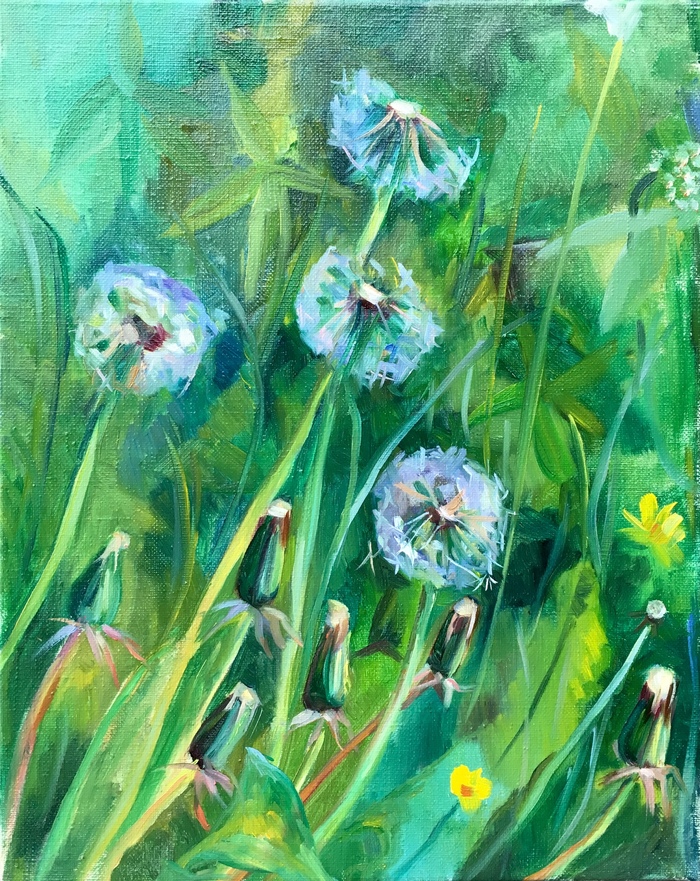 Dandelions - My, Painting, Plein air, Dandelion, Luboff00, Butter, Oil painting, Flowers