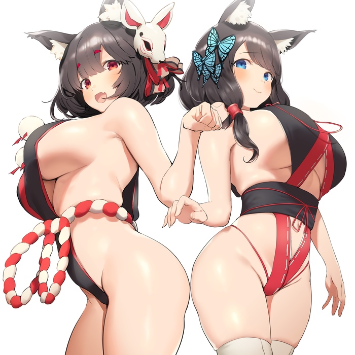 Yamashiro & Fusou - NSFW, Azur Lane, Yamashiro, Fusou, Sugoi Dekai, Этти, Anime Art, Аниме, Арт