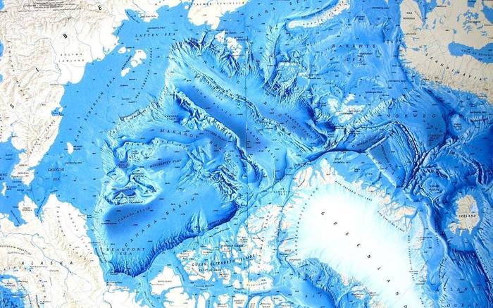 Topographic map of the bottom of the Arctic Ocean - Arctic Ocean, Arctic, Ocean, Geography