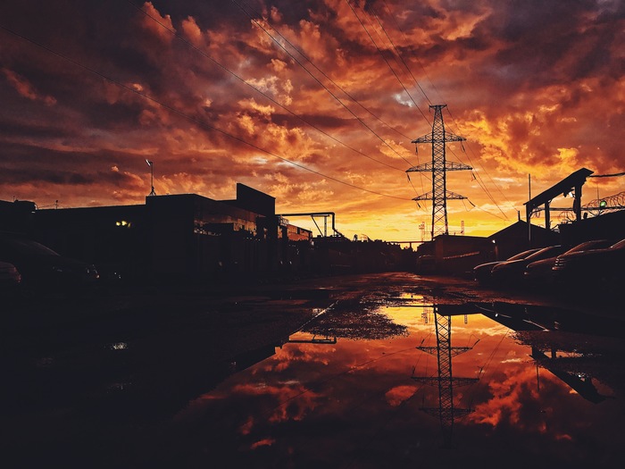 Apocalypse of the industrial zone - My, Saint Petersburg, After a thunderstorm, Sunset, The photo, Thunderstorm