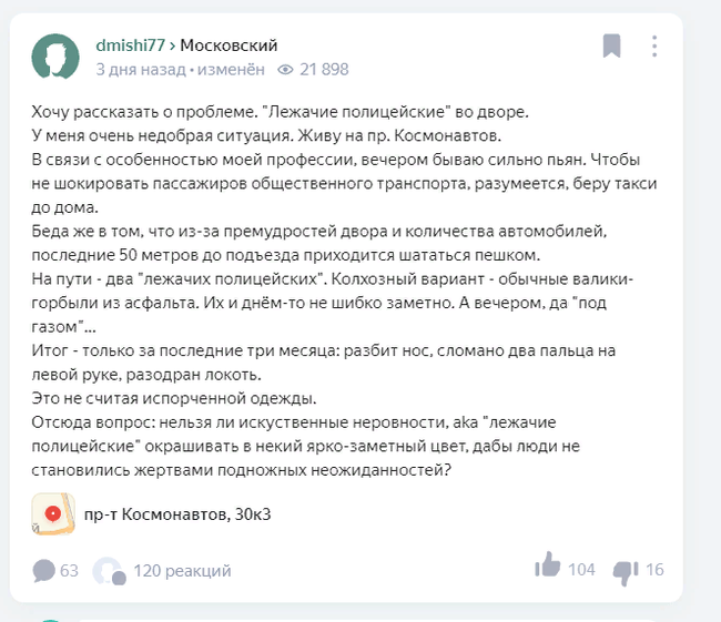 Вот уж действительно проблема - Яндекс Район, Лежачий полицейский