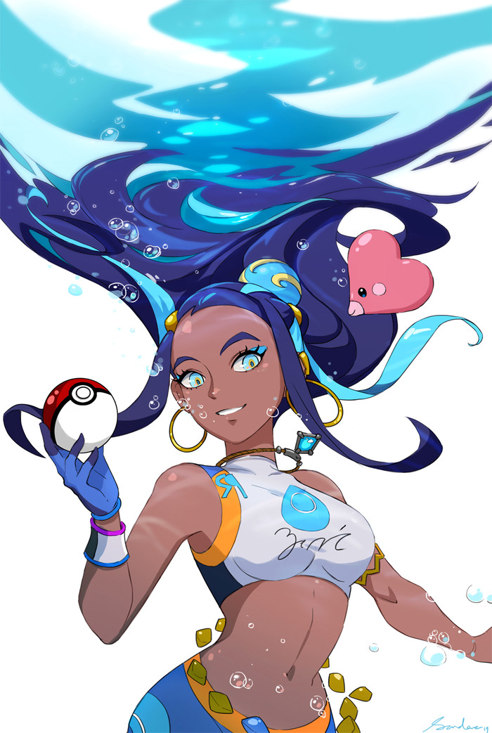 Nessa - Art, Anime art, Drawing, Games, Pokemon, Pokemon sword and shield, Nessa, Sandara