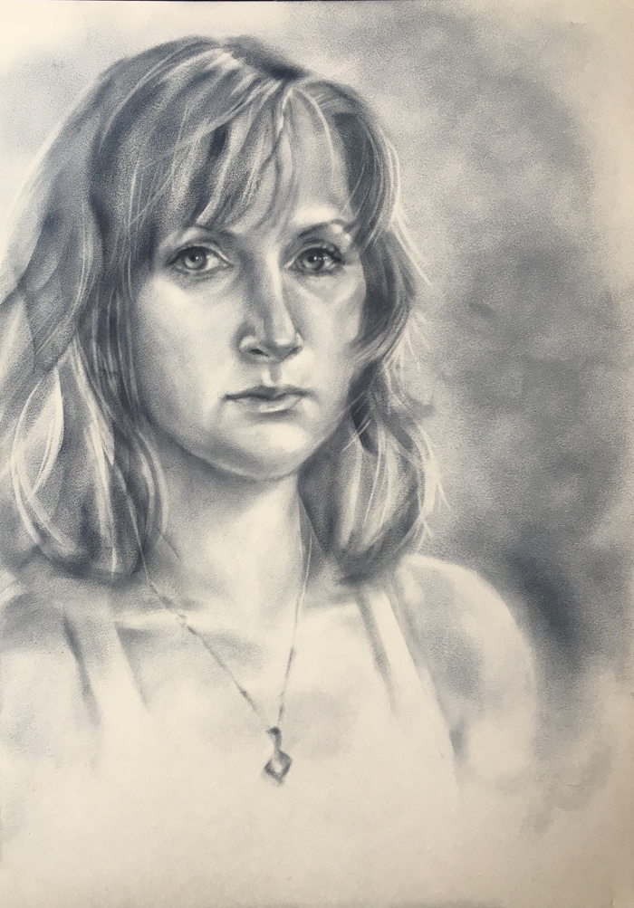 Self-portrait - My, Portrait, Dry brush, Luboff00, Self-portrait, Drawing, Female, Women