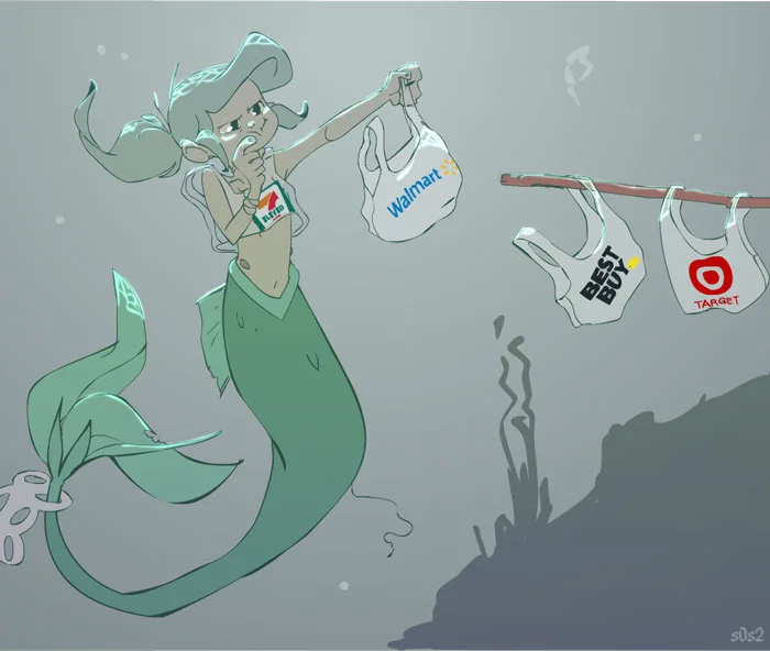 Mermaid in the 21st century - Comics, Longpost, Ecology, 9GAG, the little Mermaid, Environmental pollution, S0s2, The Little Trashmaid