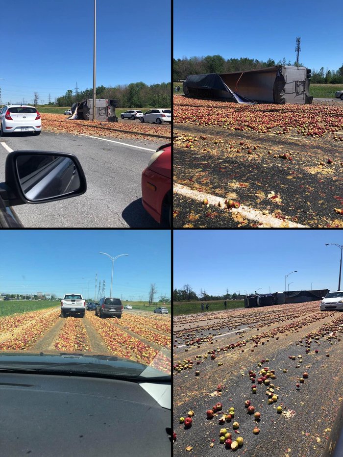An apple falls not far from the truck - Canada, Track, Wagon, Cargo, Apples, Crash