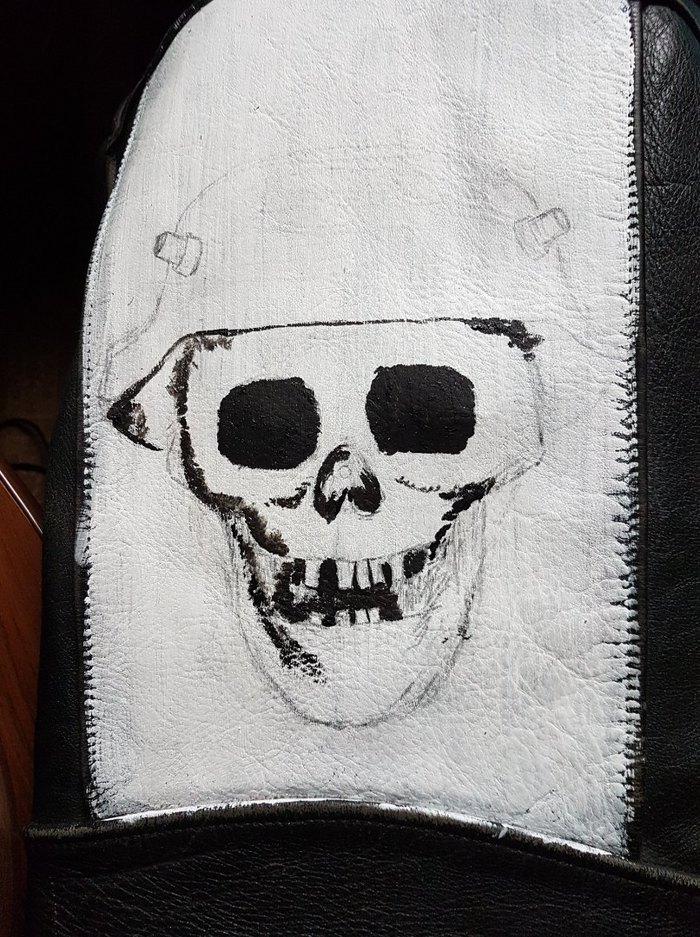 Continuing the theme of painting clothes - My, Painting on fabric, Kosukha, Scull, Saint Petersburg, Painting, Longpost