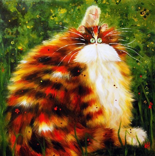 Funny cats Kim Haskins. - cat, Drawing, Positive, Longpost