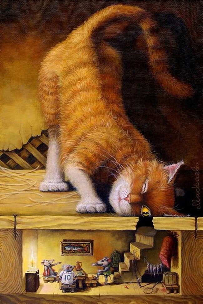 Fabulous life of fabulous cats Alexander Maskaev - Art, Drawing, A selection, cat, , Longpost