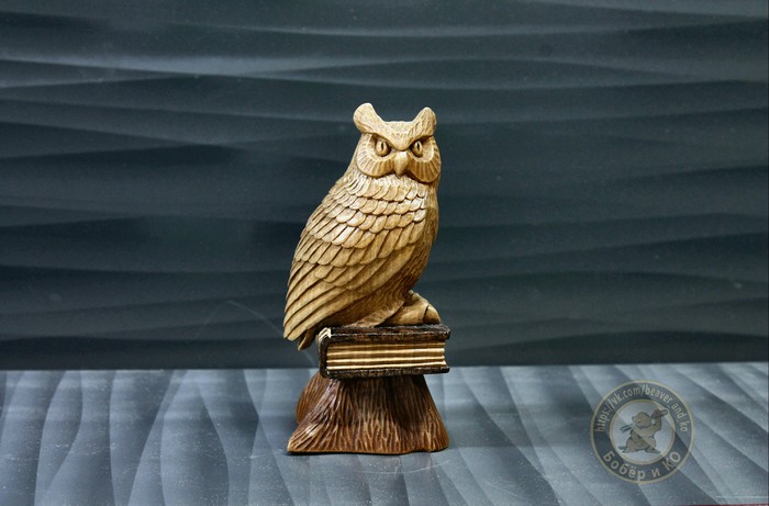 Hakuna matata, comrades. A little from the past creativity of the beaver) - My, Wood carving, Owl, Needlework with process, Miniature, Handmade, Woodworking, Tree, Hobby, Longpost