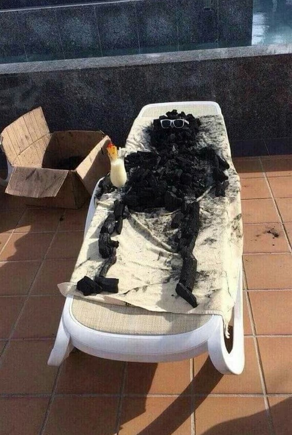 Overheated in the sun - Joke, Humor, The sun, Person, Tan, Black humor