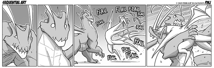 Sequential Art (1128 – 1132) - Jollyjack, Sequential art, Black and white, The Dragon, Furry, Comics, Longpost