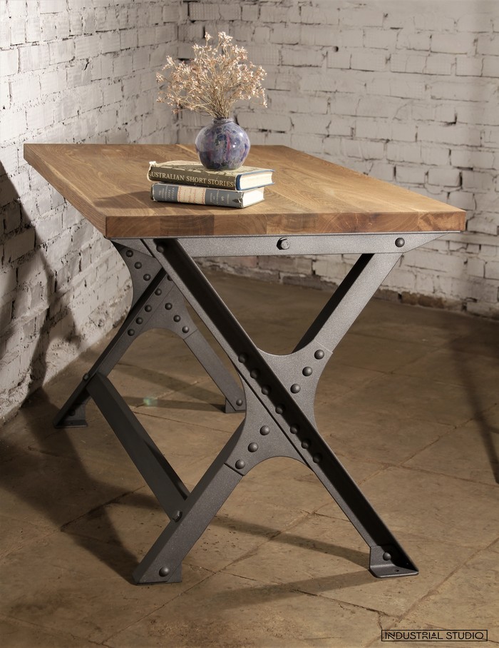 Riveted industrial style table. - My, With your own hands, Loft, Workshop, Studs, Table, Longpost