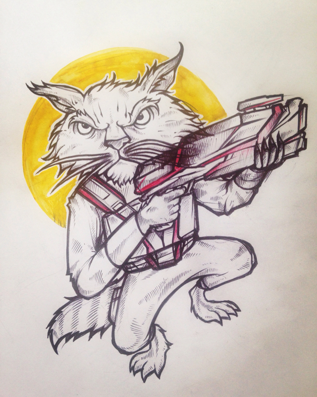 Marvel Comics Rocket - My, Graphics, Art, Creation, Drawing, Art, Fan art, Marvel, Pen drawing