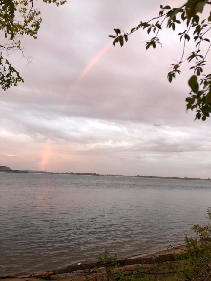 On the Volga - My, Volga river, Rainbow, River, Evening