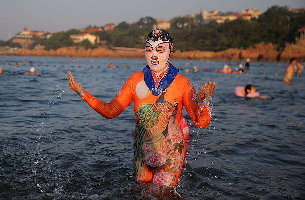 Facekini, increasingly gaining popularity on the beaches of China... . - China, Chinese, Swimsuit, Costume, Mask, Oddities, Interesting, , Longpost