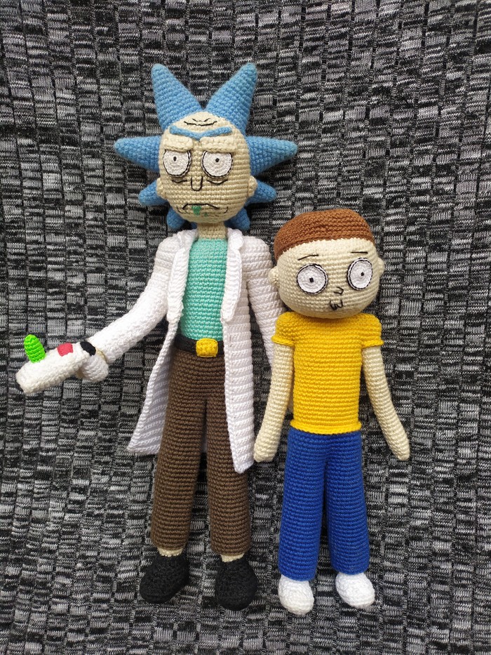 Knitted Rick got his Morty - My, Rick and Morty, Rick Sanchez, Morty, Knitting, Amigurumi, Knitted toys, Longpost