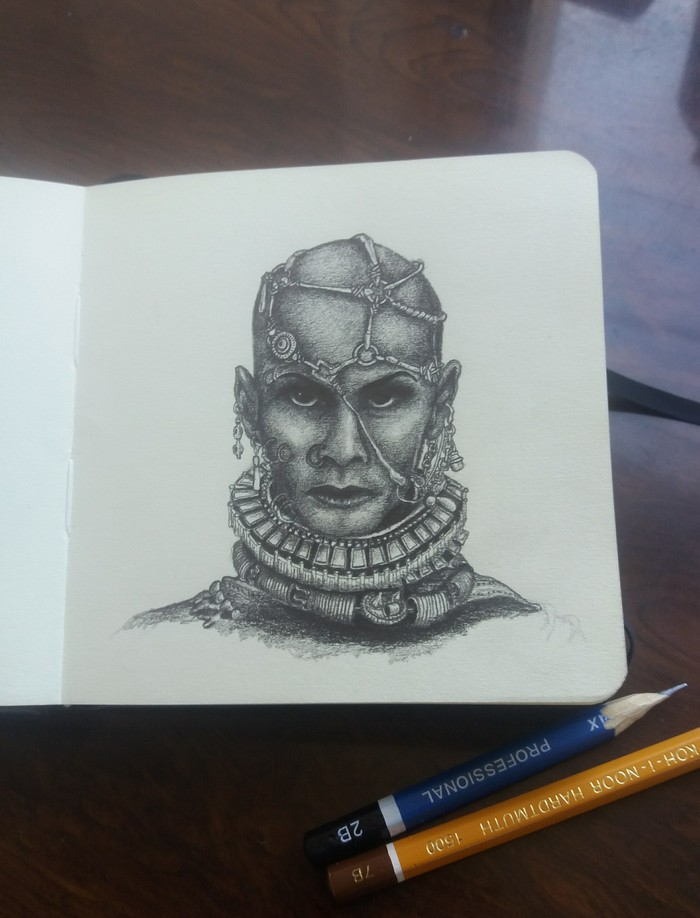 Xerxes. - My, Pencil drawing, Drawing, 300 Spartans, Sketchbook, Xerxes, Movies