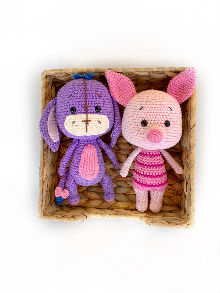 Knit Friends of Winnie the Pooh - My, Knitted toys, Everything for children, , Products, Donkey Eeyore, Crochet, Piglet, For children