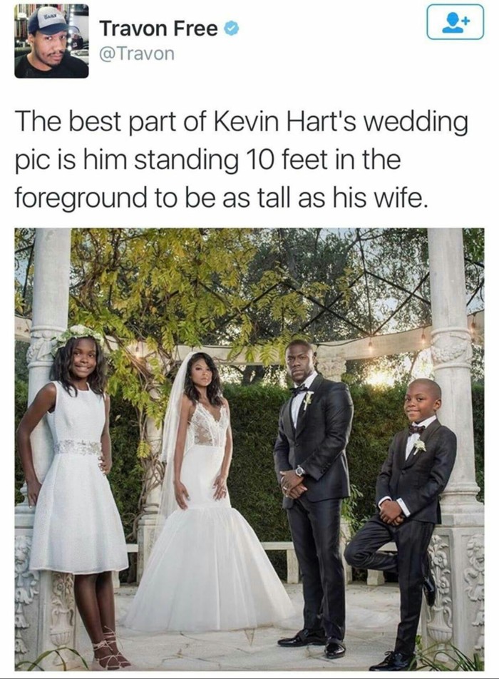 Problems of short people - Celebrities, Twitter, Short people, The photo, Wedding, Growth, Perspective, Kevin Hart
