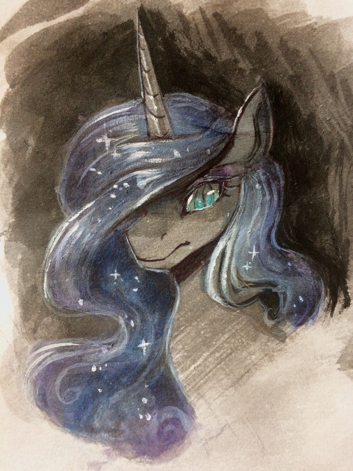 moon - My little pony, Princess luna, Nightmare moon, Portrait, Traditional art, Gloomy