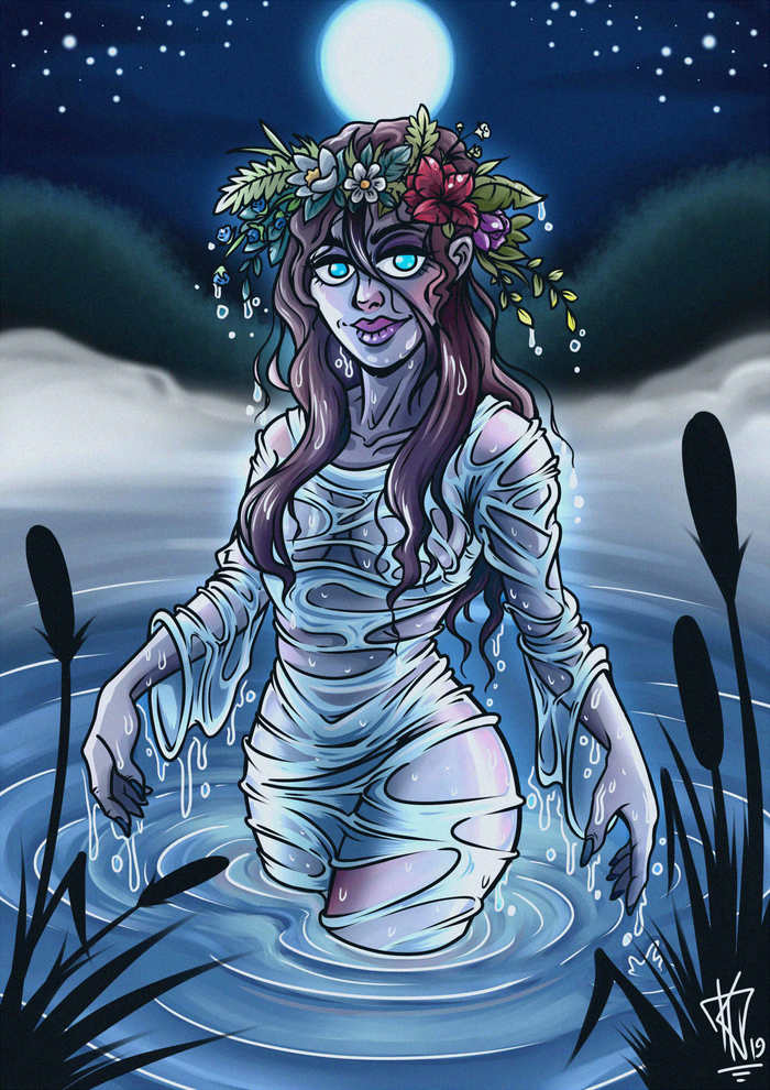 Terrible Slavic mermaid! - My, Mermaid, Slavic mythology, Mythology, Mavka, Drawing, Speed ??painting, Video, Digital drawing, Drawing process