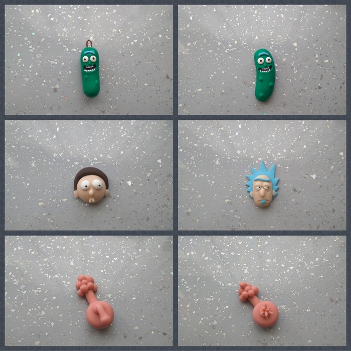 There are 55 days left until the release of the fourth season of Rick and Morty. - My, Polymer clay, , Magnet, Keychain, Needlework without process, Longpost