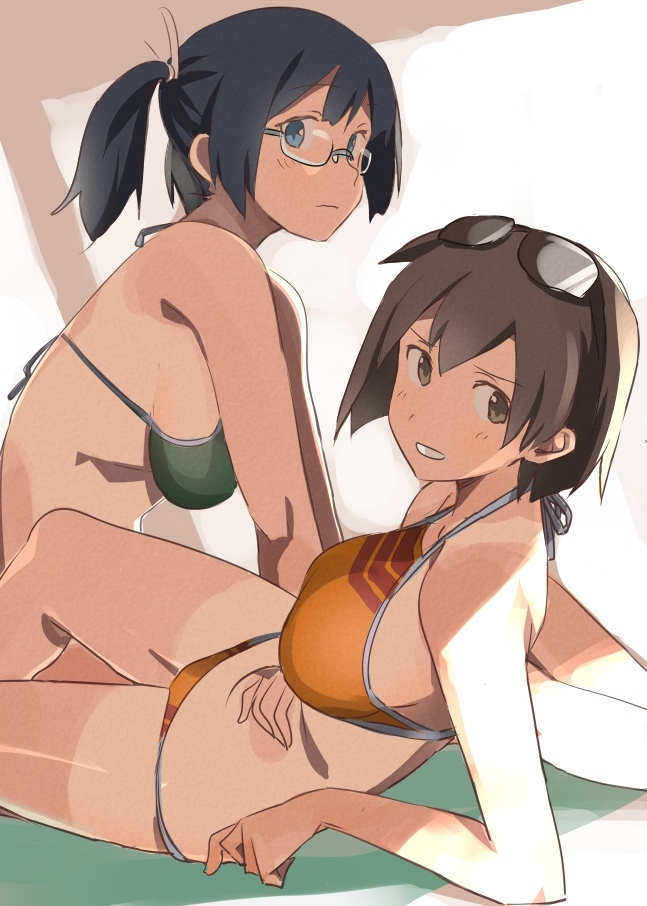 Souryuu & Hiryuu - NSFW, Kantai collection, Souryuu, Hiryuu, Swimsuit, Anime art, Anime, Art