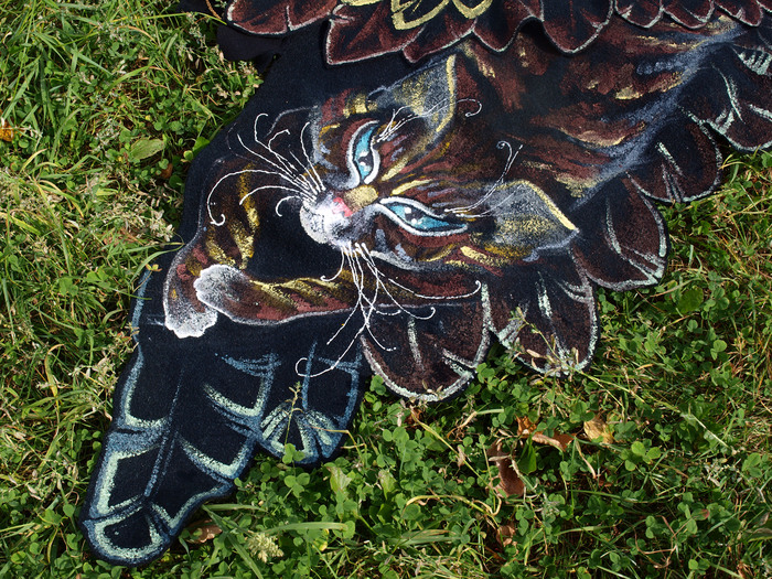 Shawl-wings Long cat - My, Kai Yara, Wings, Shawl, Boho, cat, Warm clothes, Painting on fabric, Longpost