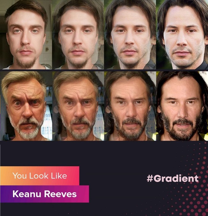 Мы потрясающие! или FaceApp + Gradient - Моё, Киану Ривз, Потрясающие, Faceapp, Gradient, Cyberpunk 2077