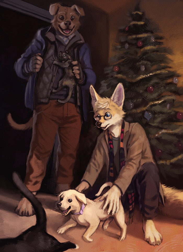 A Growing Family - Trunorth, Furry, Art, Christmas, Pets