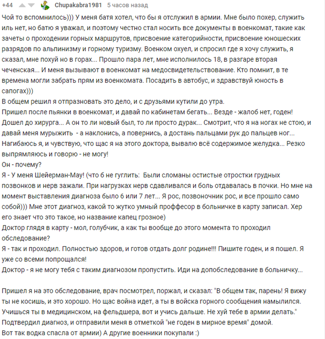 Когда водка  - твой лучший друг и спаситель. - Комментарии на Пикабу, Скриншот, Военкомат, Водка, Армия