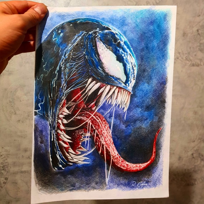 Picture. Venom - My, Pencil drawing, Drawing, Art, Movies, Marvel, Venom