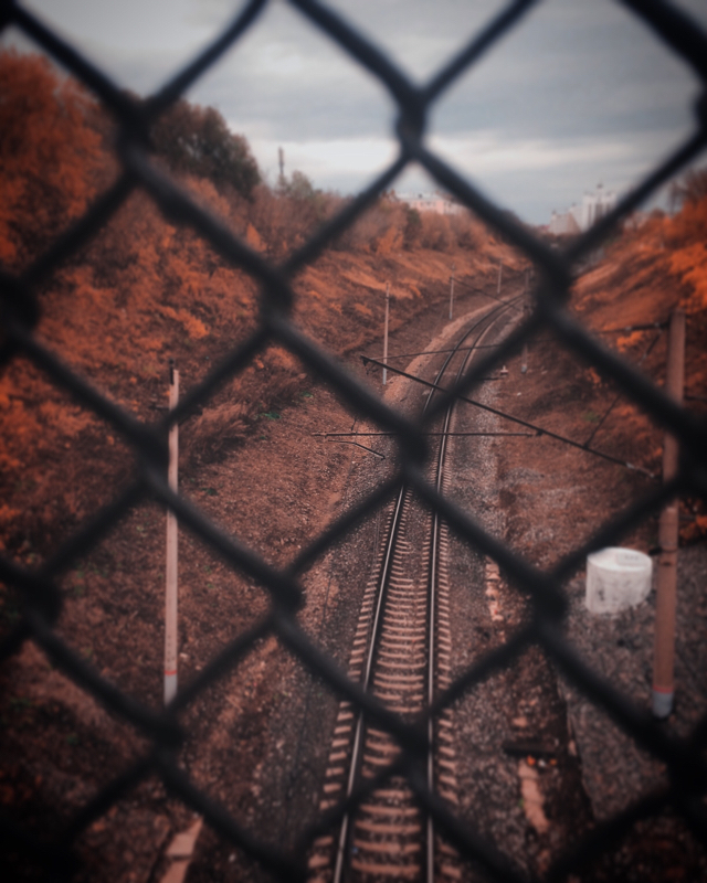 railway way - My, Photo on sneaker, The photo, Mobile photography, Railway, Autumn