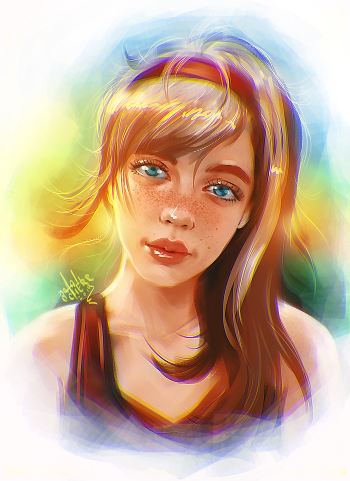 Summer, oh summer! - My, Art, Portrait, Drawing, Girls, Summer