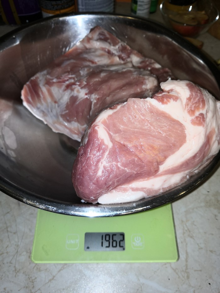 Boiled carbonade (p / f) - My, Pork, Cooking, Meat, Sausage, Longpost, Carbonado, Homemade sausage, Recipe