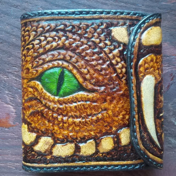 Another one of my works - My, The Dragon, Wallet, , Purse, Handmade, Embossing on leather, Longpost