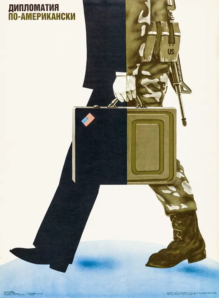 American Diplomacy. USSR, 1986 - the USSR, Poster, Soviet posters, Diplomacy, USA, Anti-Americanism, Cold war, Propaganda