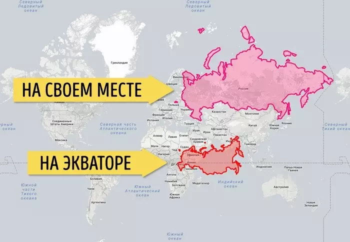 Россия на самом деле не такая, большая как кажется. - Карты, Мир, Континенты, Страны