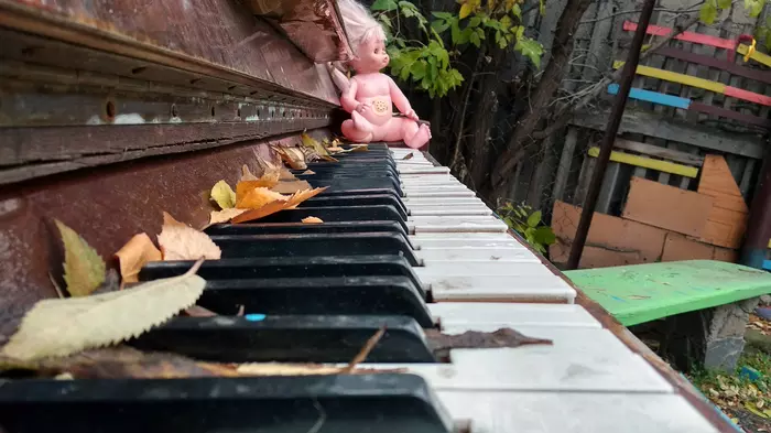musical pause - My, Beginning photographer, Mobile photography, Autumn, Abandoned, Doll, Piano, Prelude