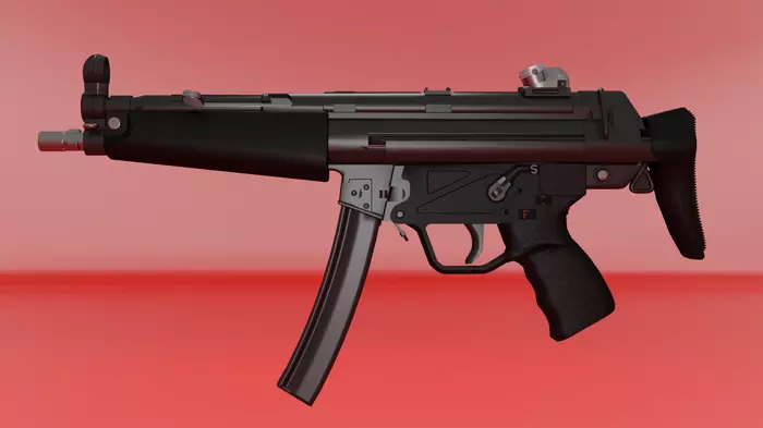 Модель MP5 - Моё, 3D, 3D моделирование, Пистолет-Пулемет, Hk mp5, Длиннопост