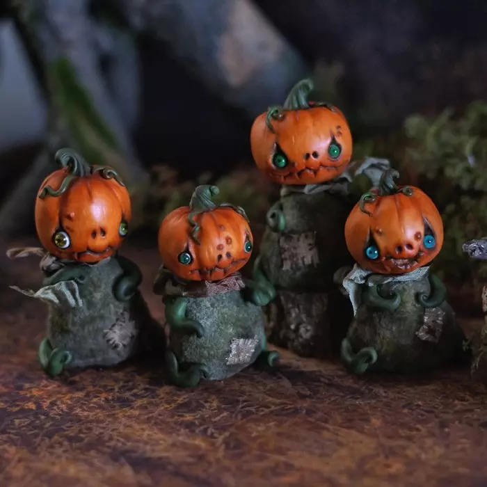 Magical Creatures by Rioky Creatures - Polymer clay, Interesting, Handmade, Pumpkin, Figurine, Longpost, Figurines