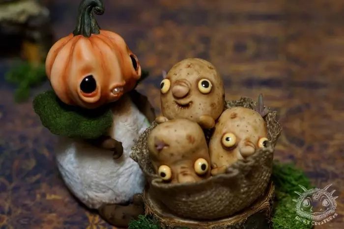 Magical Creatures by Rioky Creatures - Polymer clay, Interesting, Handmade, Pumpkin, Figurine, Longpost, Figurines