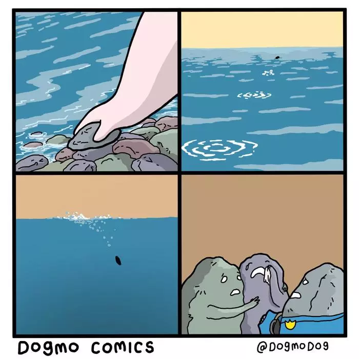 The pebble is gone - A rock, Drowned, Comics, Dogmodog