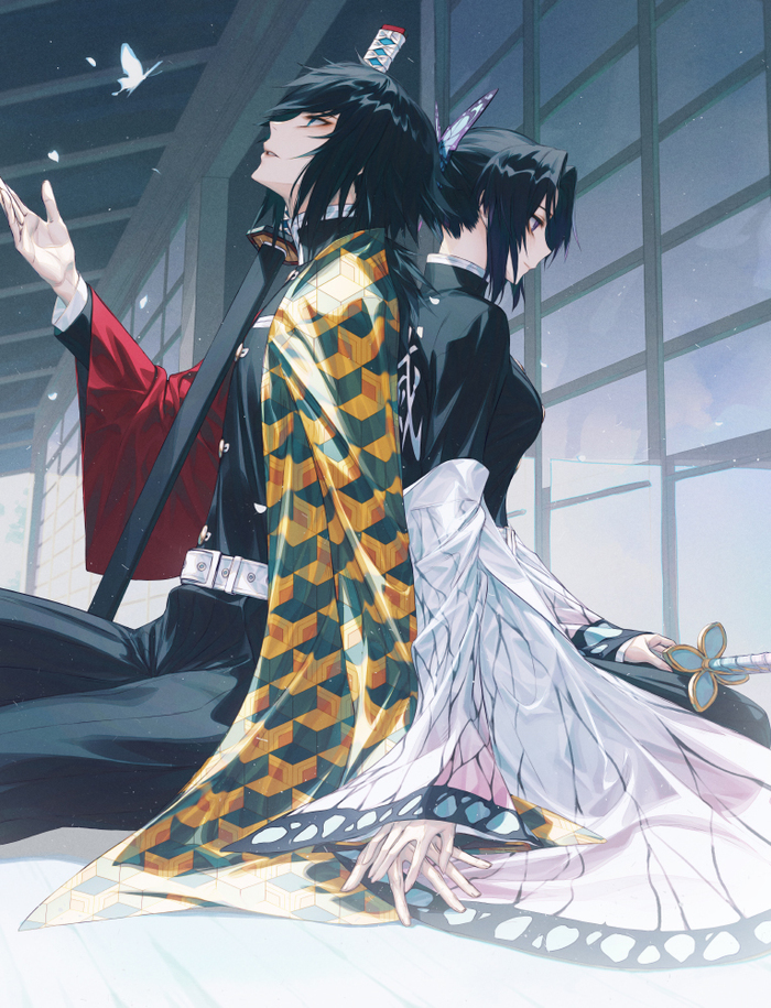 Giyu/Shinobu by WANKE , , Anime Art, Kimetsu No Yaiba, Tomioka Giyuu, Kochou Shinobu, Pixiv, Wanke